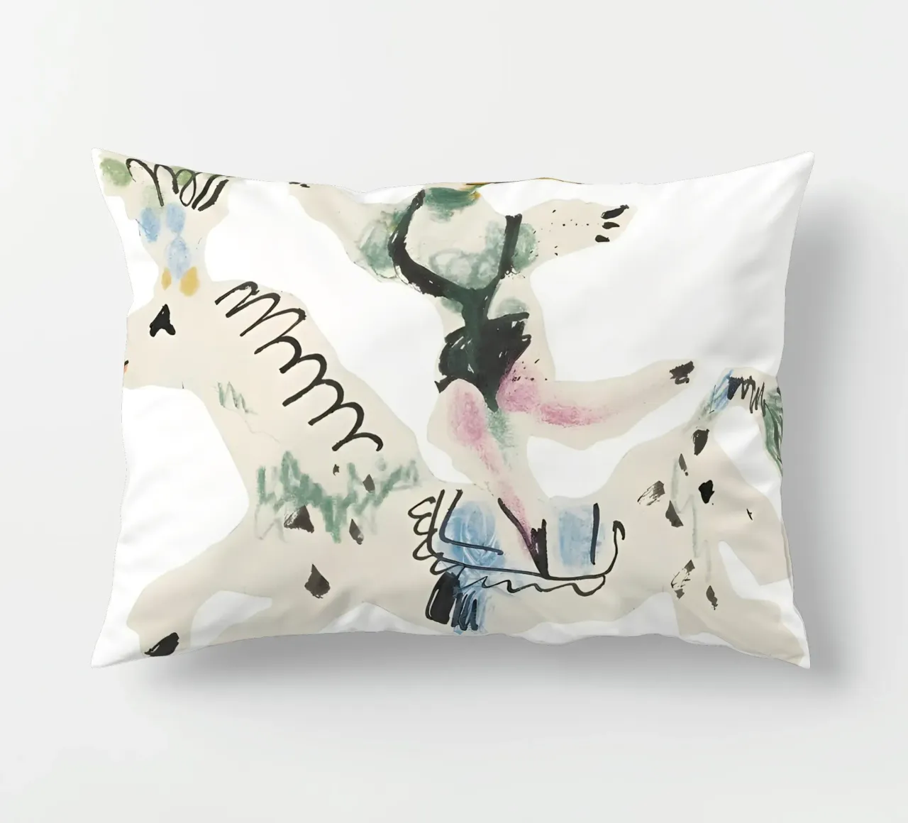Abstract Equestrian Figure Picasso Inspired Playful Art decorative cushion by homdeco
