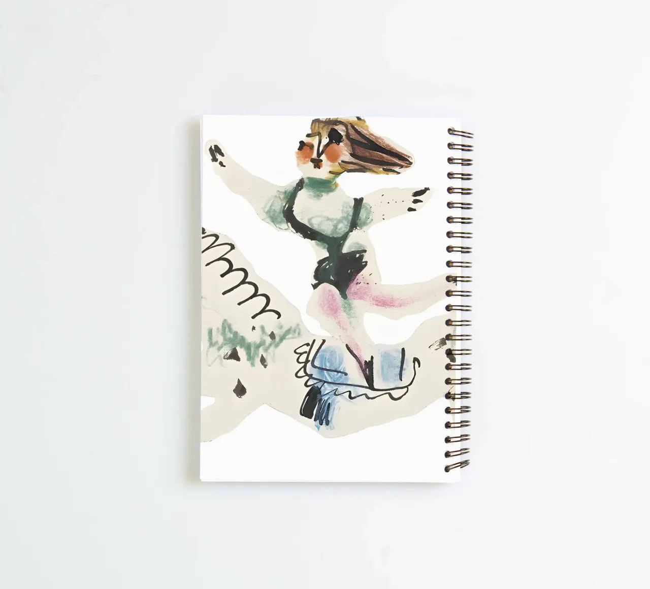Abstract Equestrian Figure Picasso Inspired Playful Art spiral notebook by homdeco