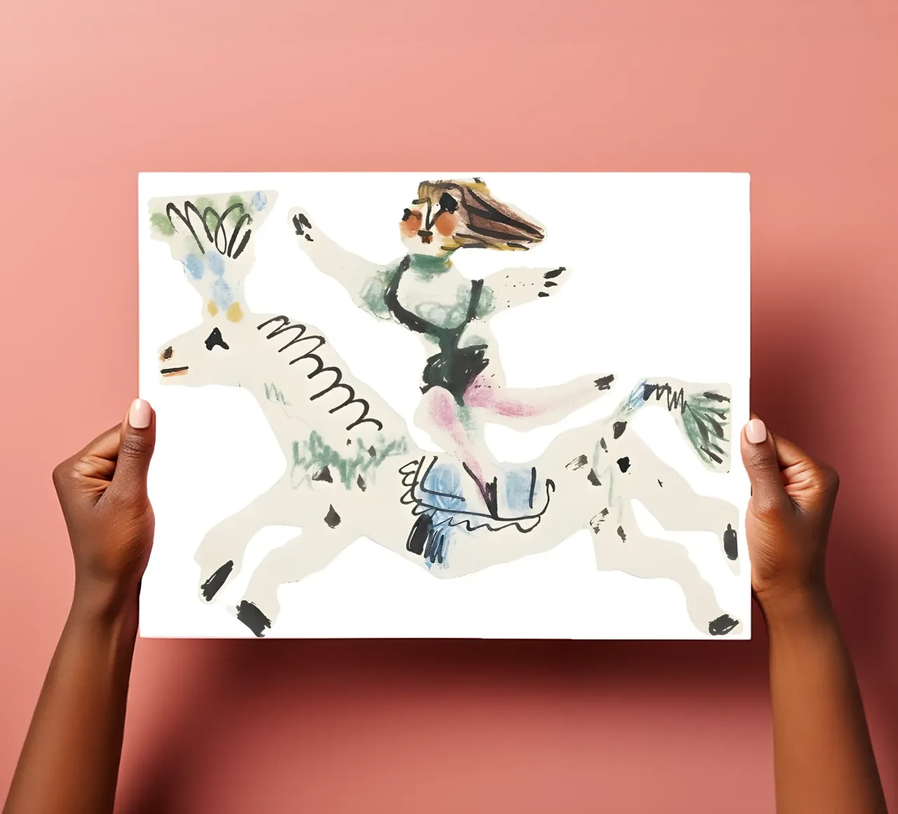 Figure équestre abstraite inspirée de Picasso Art ludique planche autocollant de homdeco