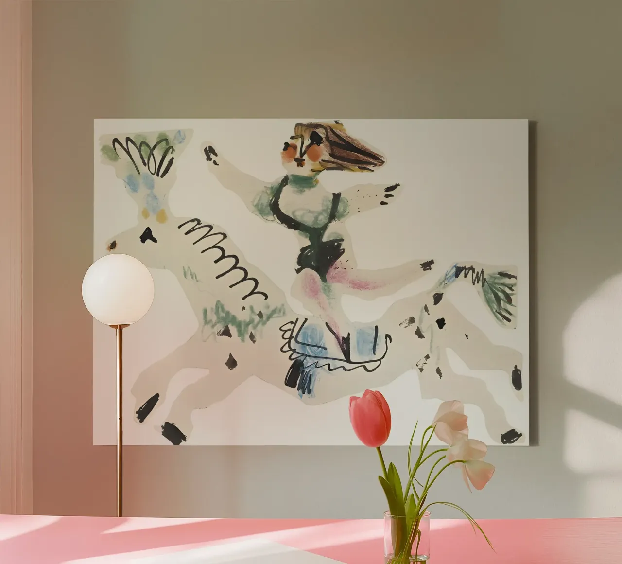 Abstract Equestrian Figure Picasso Inspired Playful Art canvas by homdeco