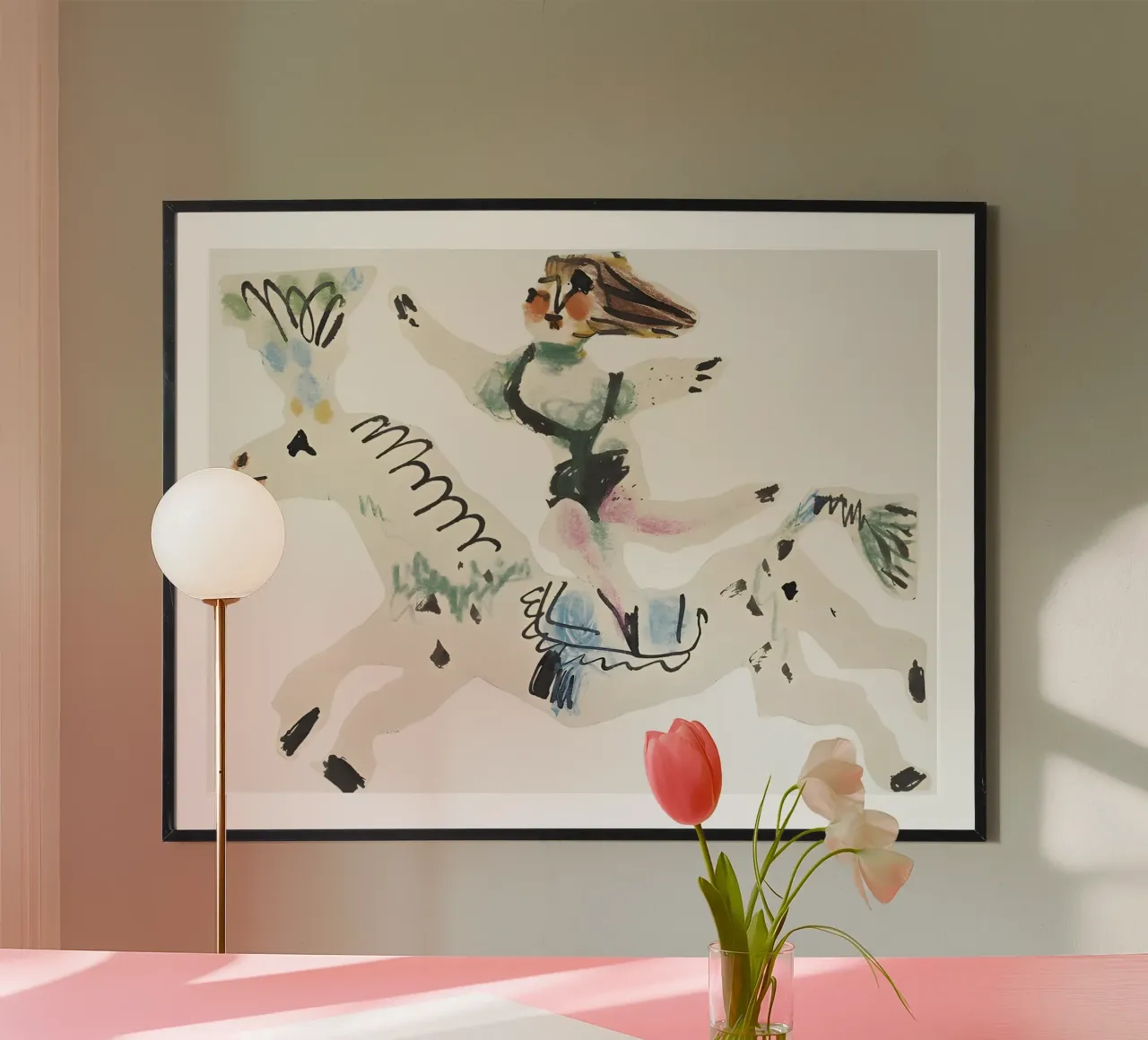 Abstract Equestrian Figure Picasso Inspired Playful Art poster by homdeco