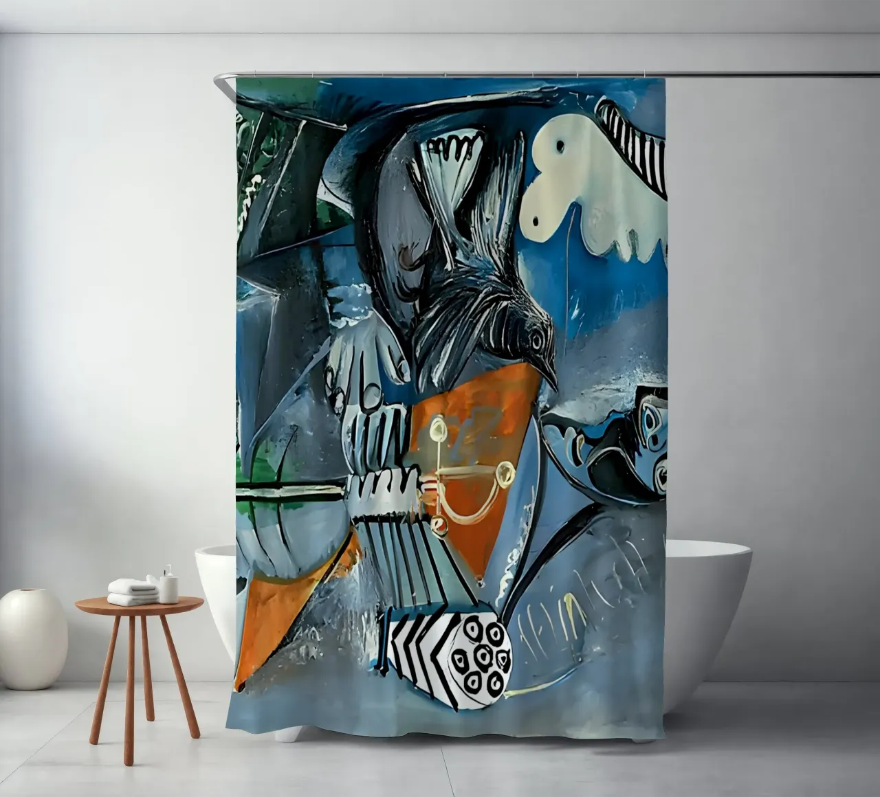 Picasso Composizione astratta Forme umane di uccelli tenda da doccia da homdeco