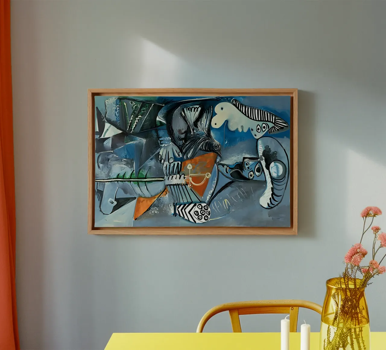Picasso Abstrakte Komposition Vogel Menschliche Formen Leinwand mit Schattenfugenrahmen von homdeco