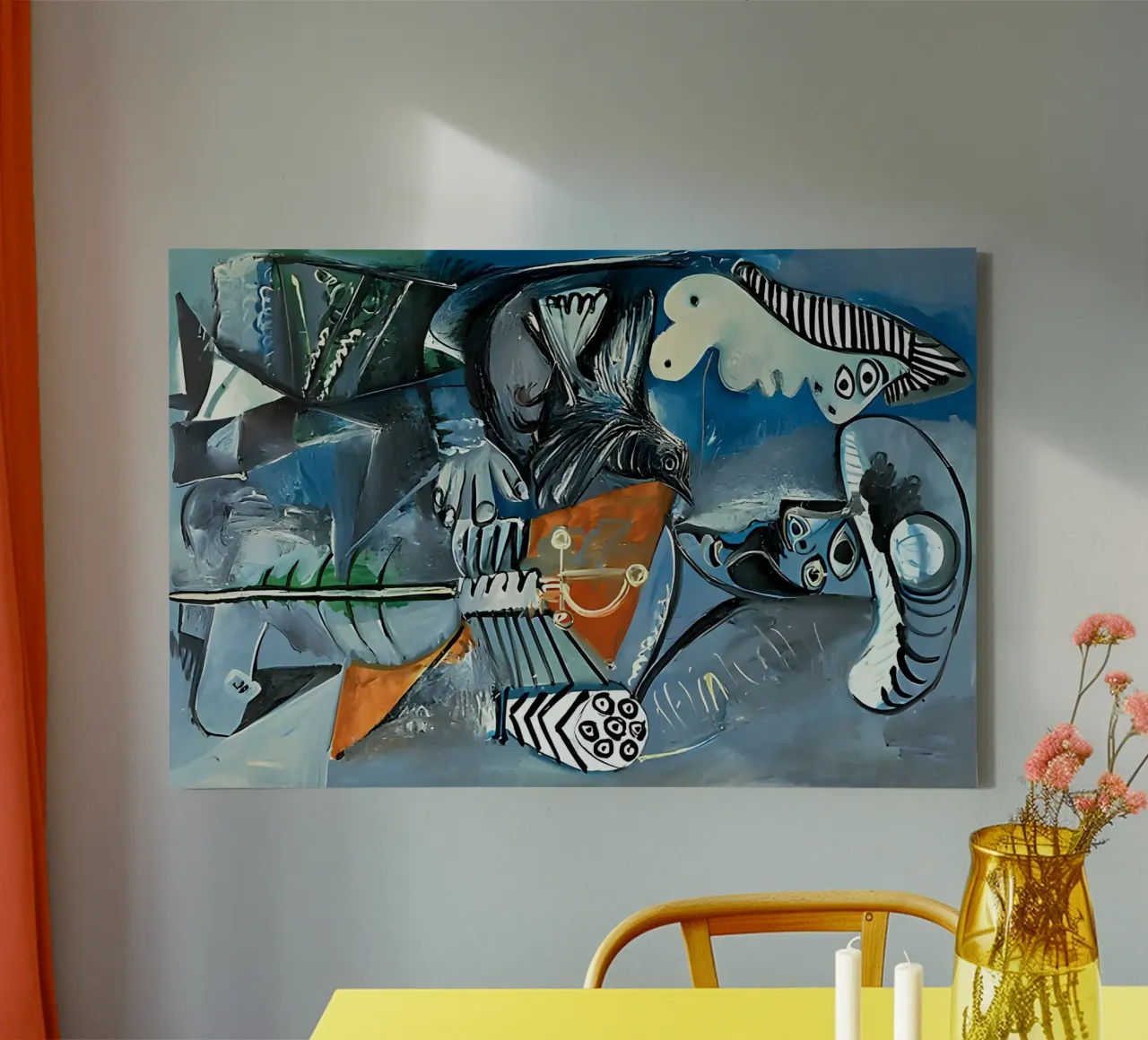 Picasso Abstrakte Komposition Vogel Menschliche Formen Leinwand mit Schattenfugenrahmen von homdeco