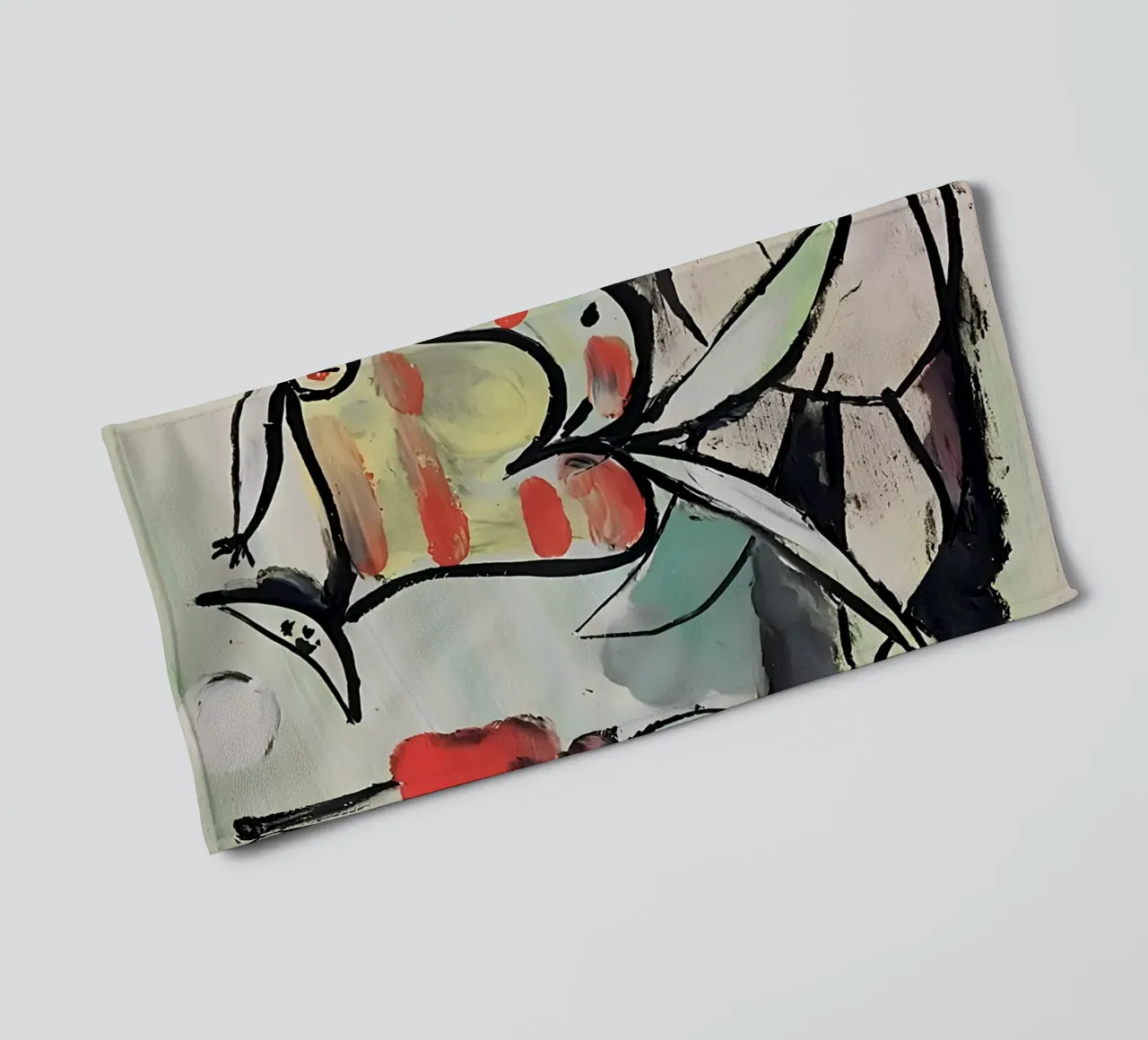 Abstract Figures Playful Cubist Scene Expressive Art towel by homdeco
