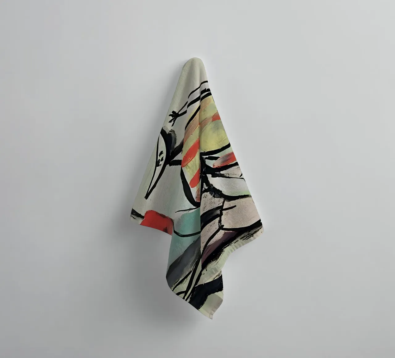 Abstract Figures Playful Cubist Scene Expressive Art towel by homdeco