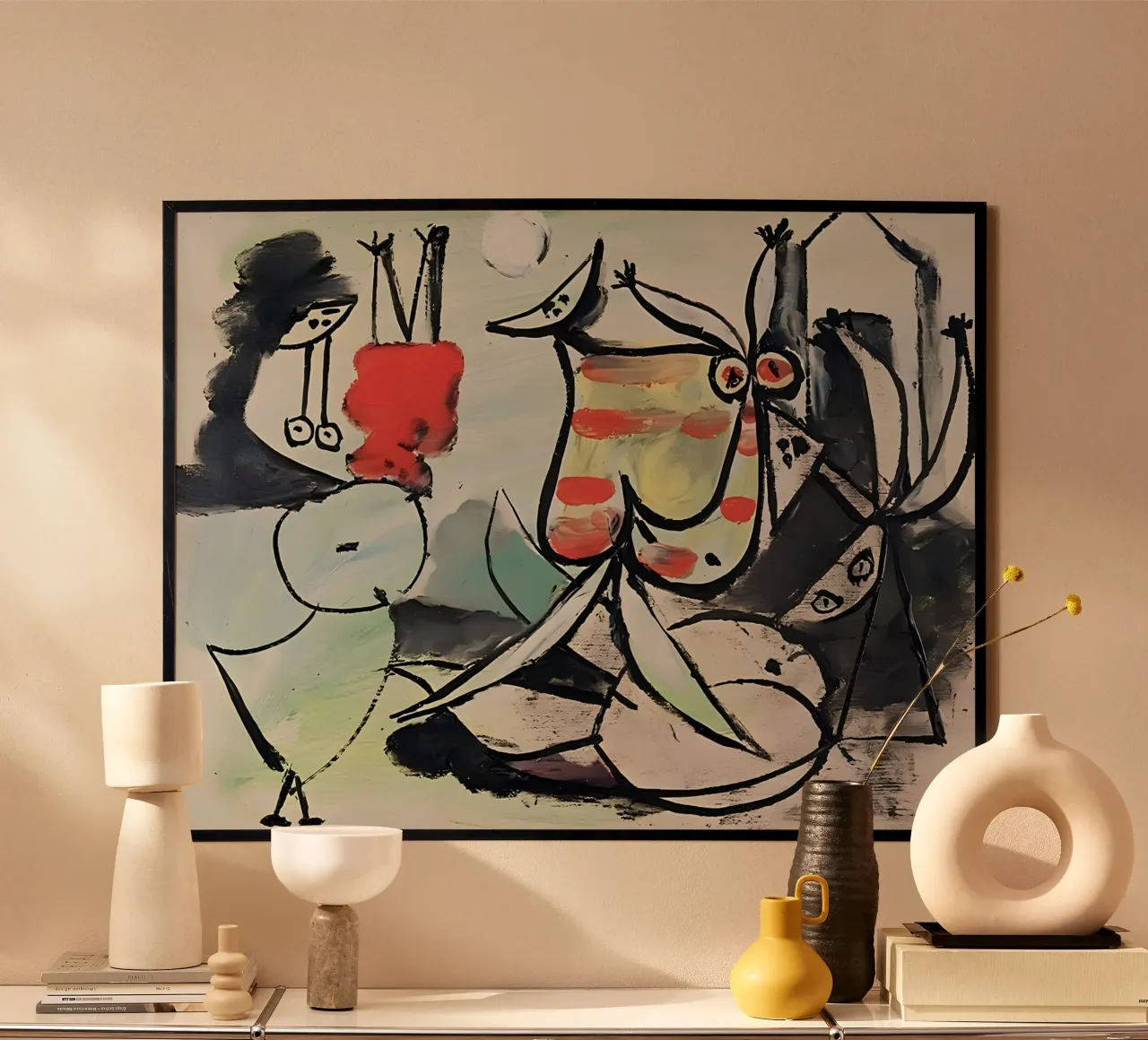 Abstract Figures Playful Cubist Scene Expressive Art poster by homdeco