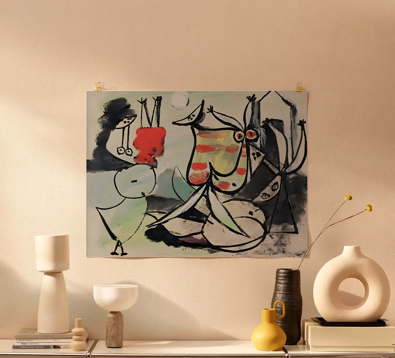 Abstract Figures Playful Cubist Scene Expressive Art poster by homdeco