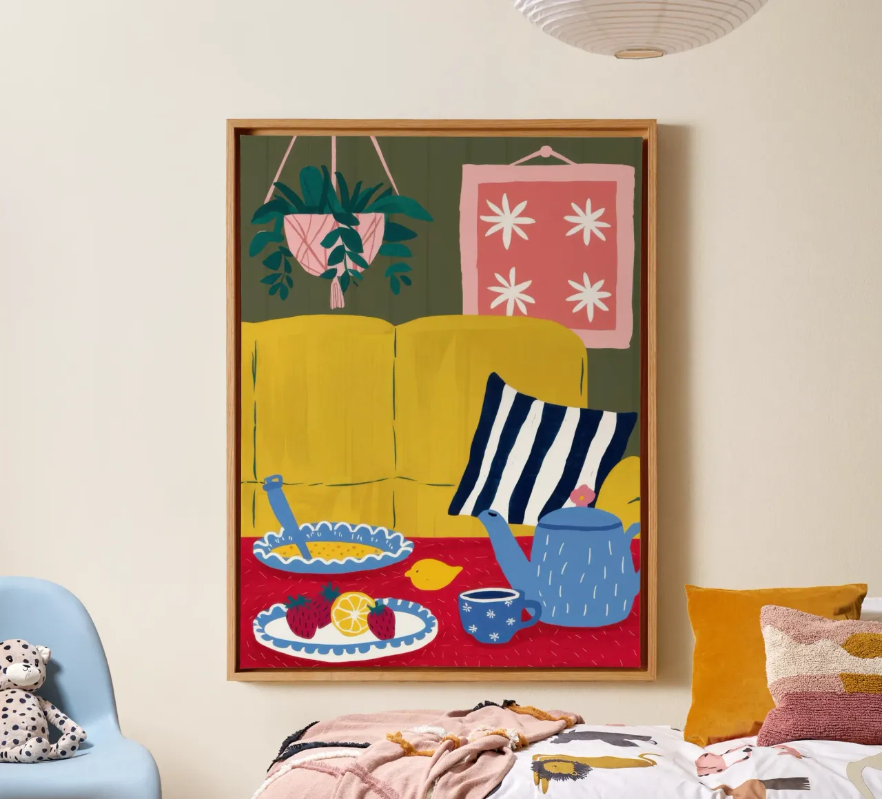 Sunny Still Life Repast canvas with Floater frame by Veil Maya