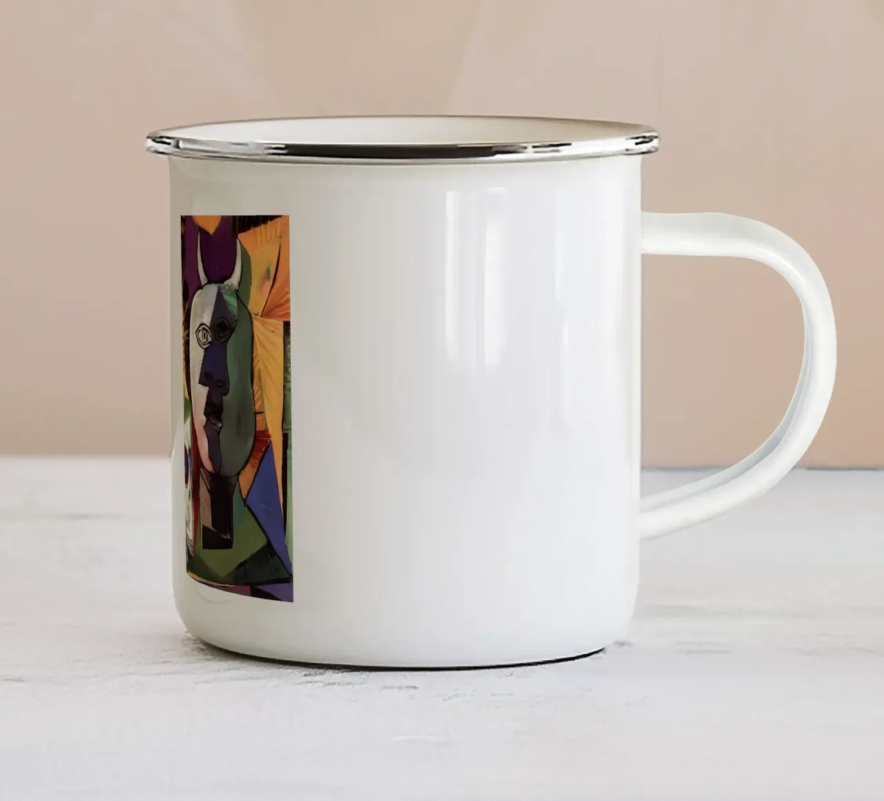 Picasso Minotauro Artista Studio Surreale Cubismo tazza in smalto da homdeco