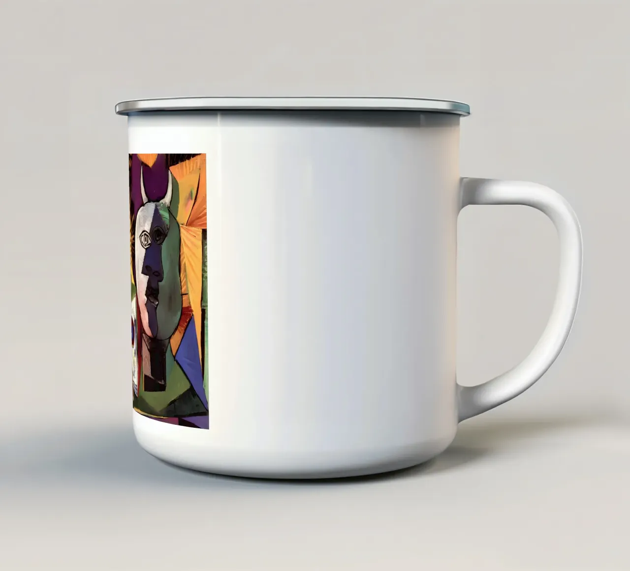 Picasso Minotauro Artista Studio Surreale Cubismo tazza in smalto da homdeco