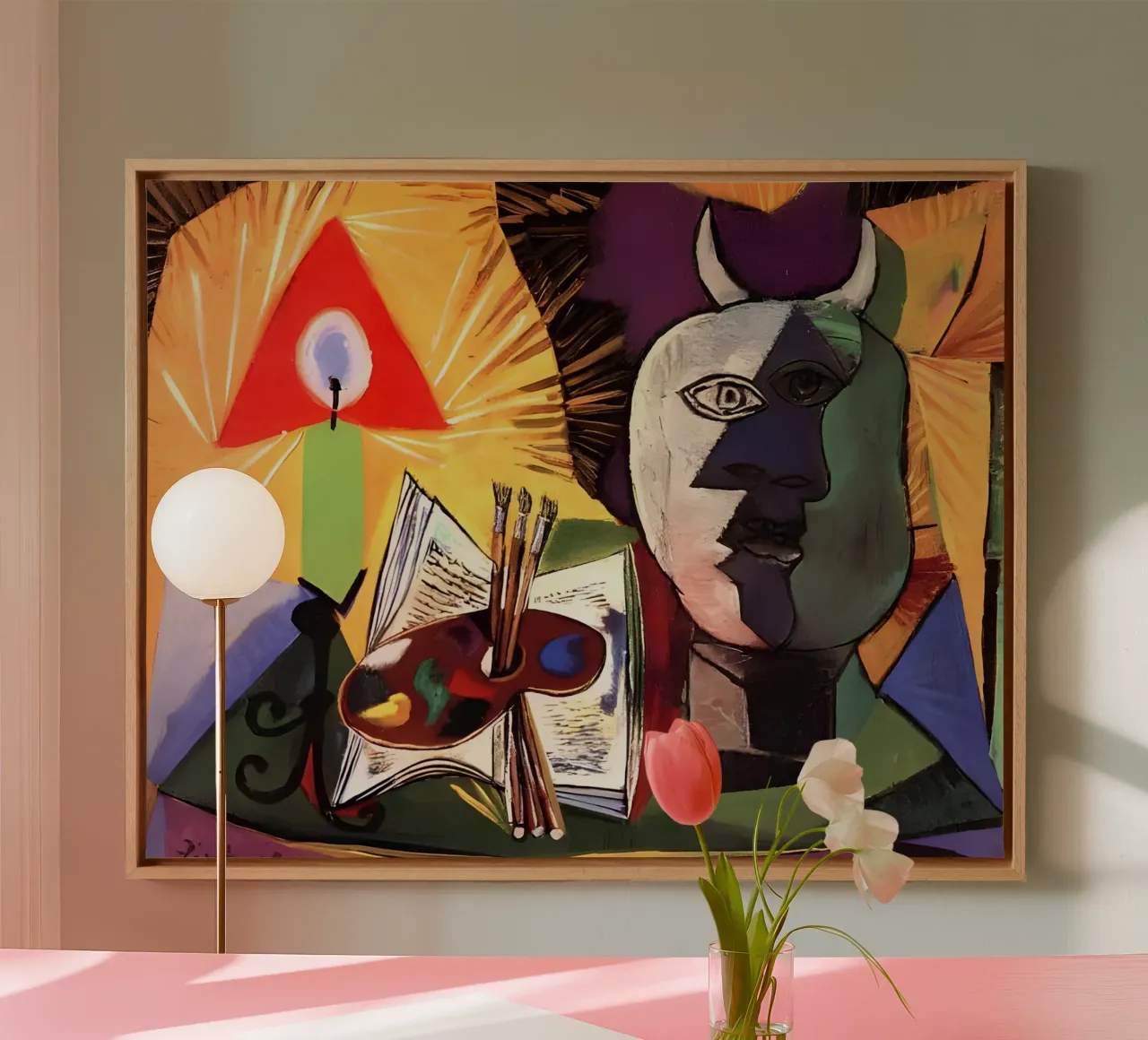 Picasso Minotaurus Kunstenaar Studio Surrealistisch Kubisme canvas met Baklijst van homdeco