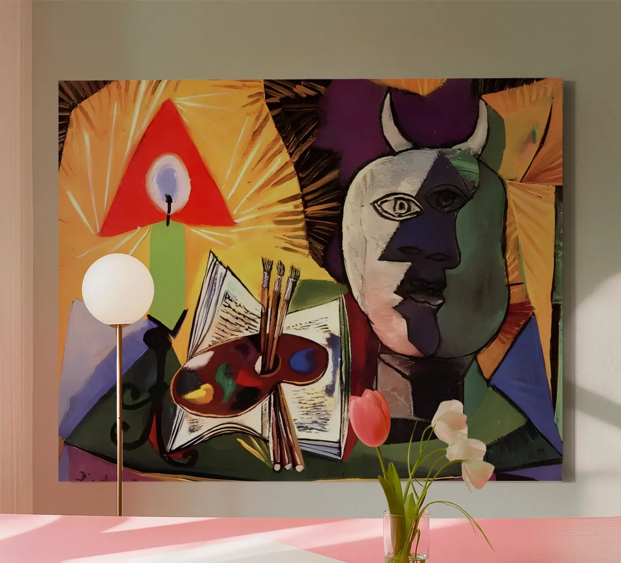Picasso Minotaurus Kunstenaar Studio Surrealistisch Kubisme canvas met Baklijst van homdeco
