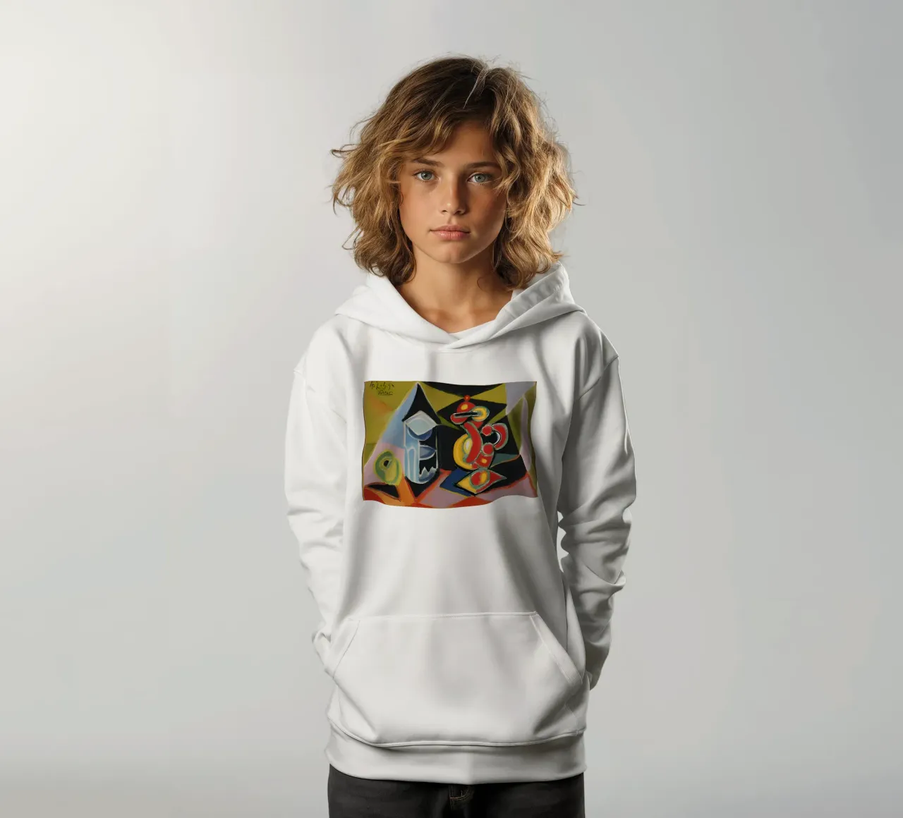Natura morta astratta Forme geometriche colorate Cubista felpa bambino con cappuccio da homdeco