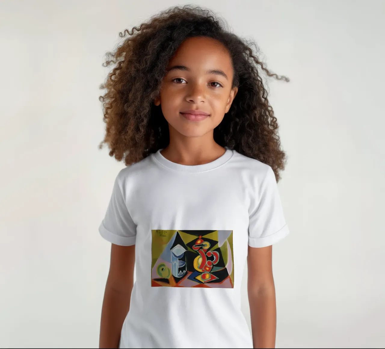 Abstract Still Life Colorful Geometric Forms Cubist kids t-shirt by homdeco