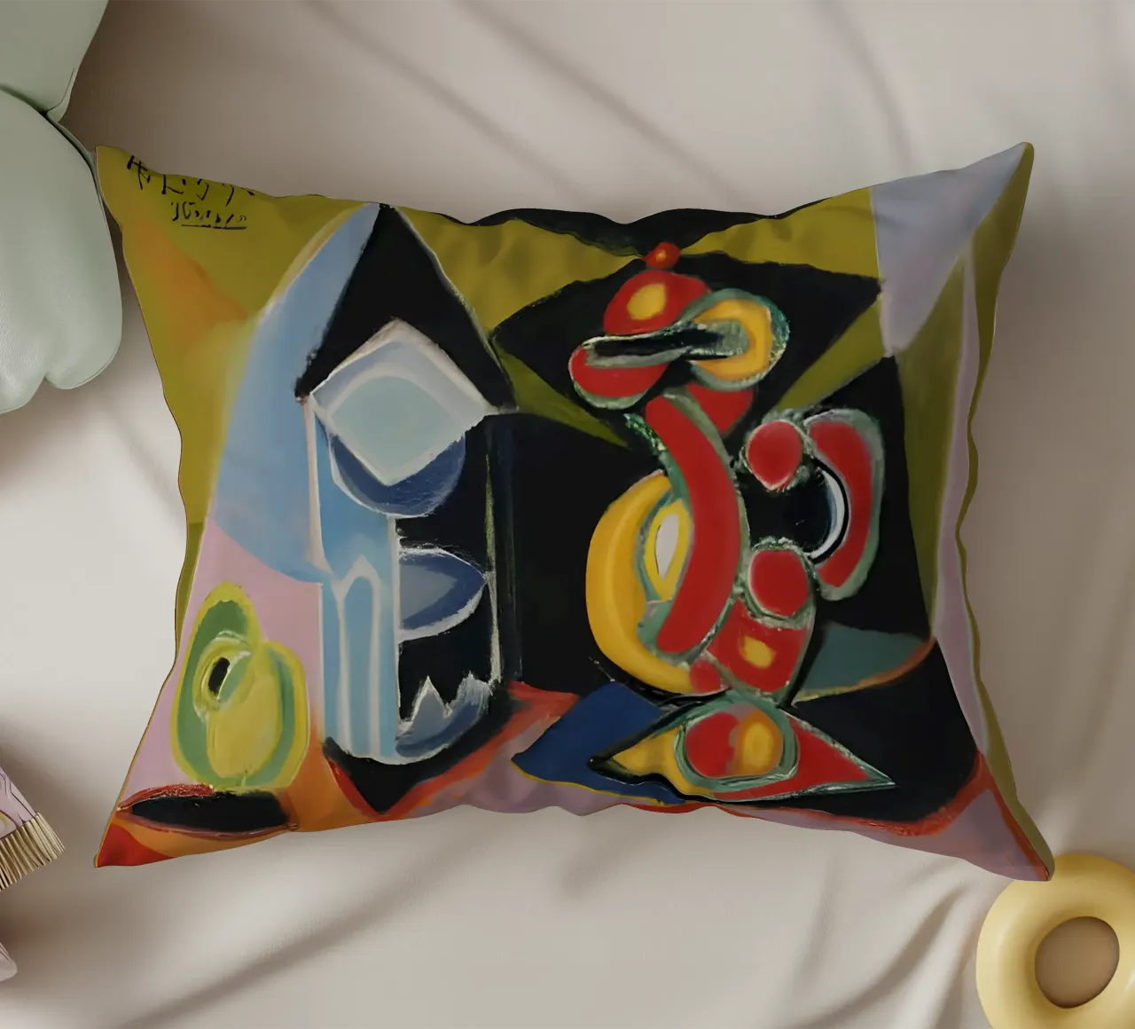 Natura morta astratta Forme geometriche colorate Cubista cuscino da homdeco