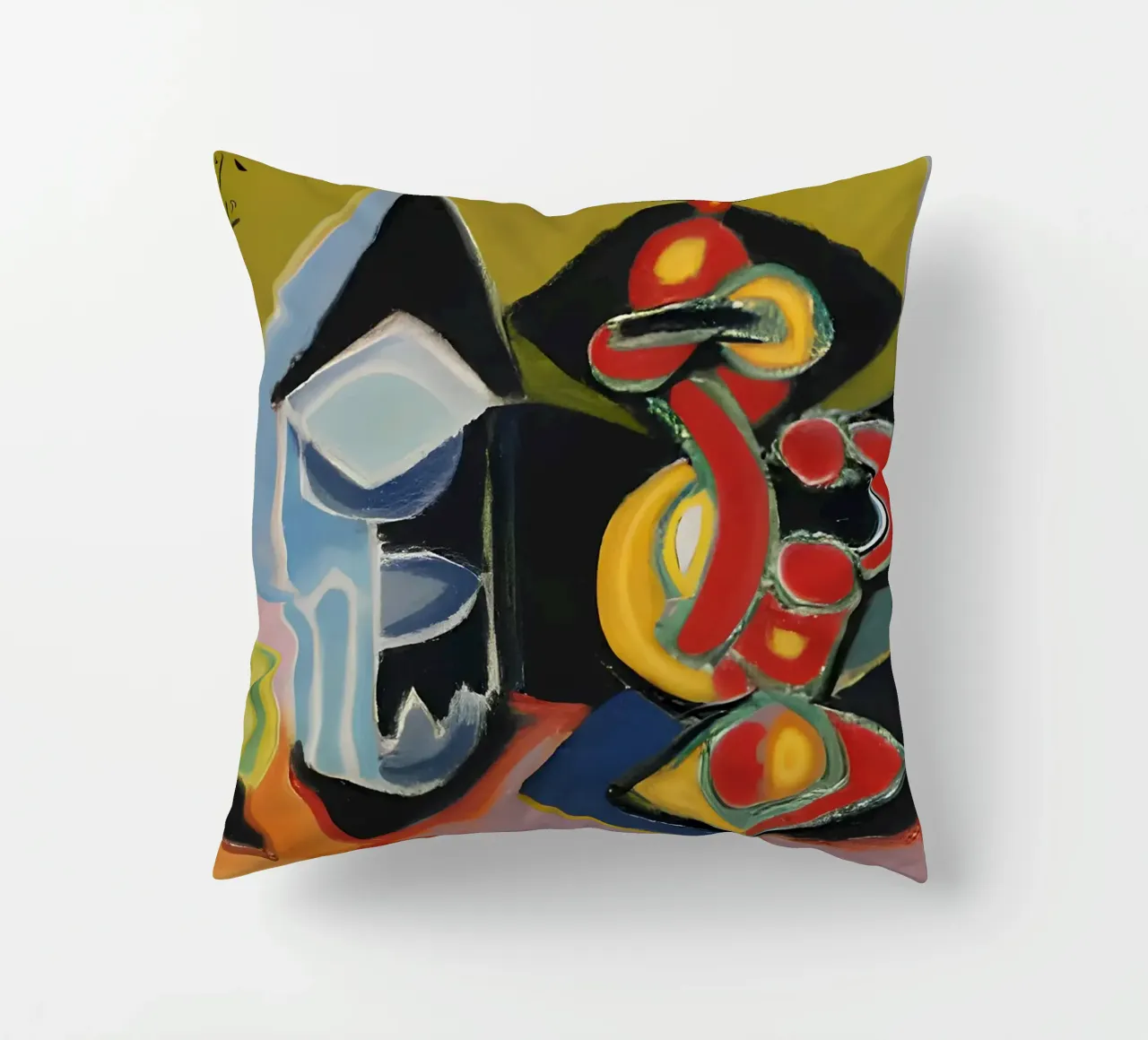 Natura morta astratta Forme geometriche colorate Cubista cuscino da homdeco