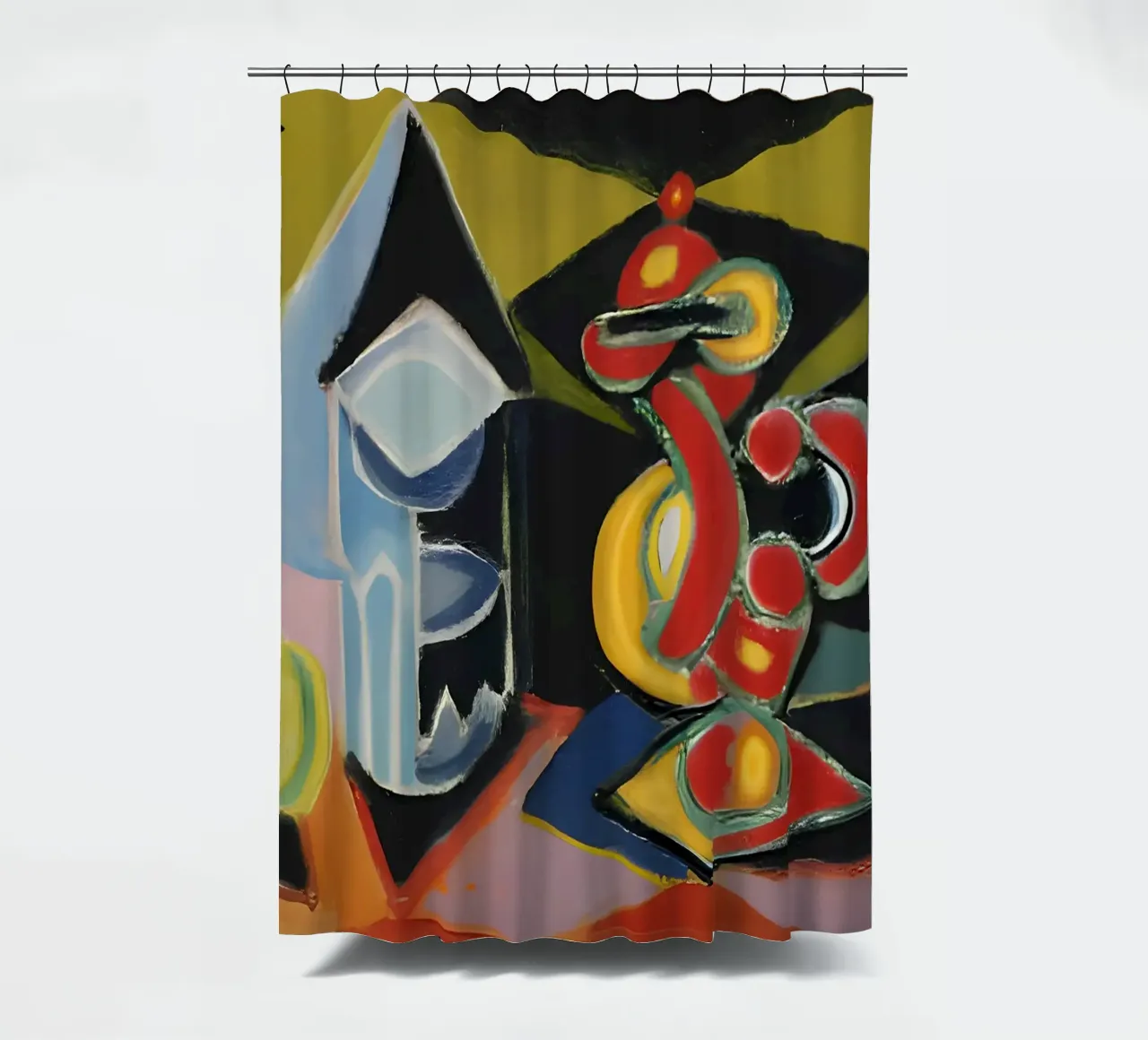 Abstract Still Life Colorful Geometric Forms Cubist shower curtain by homdeco