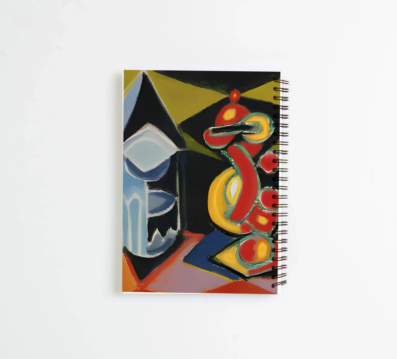 Abstract Still Life Colorful Geometric Forms Cubist spiral notebook by homdeco