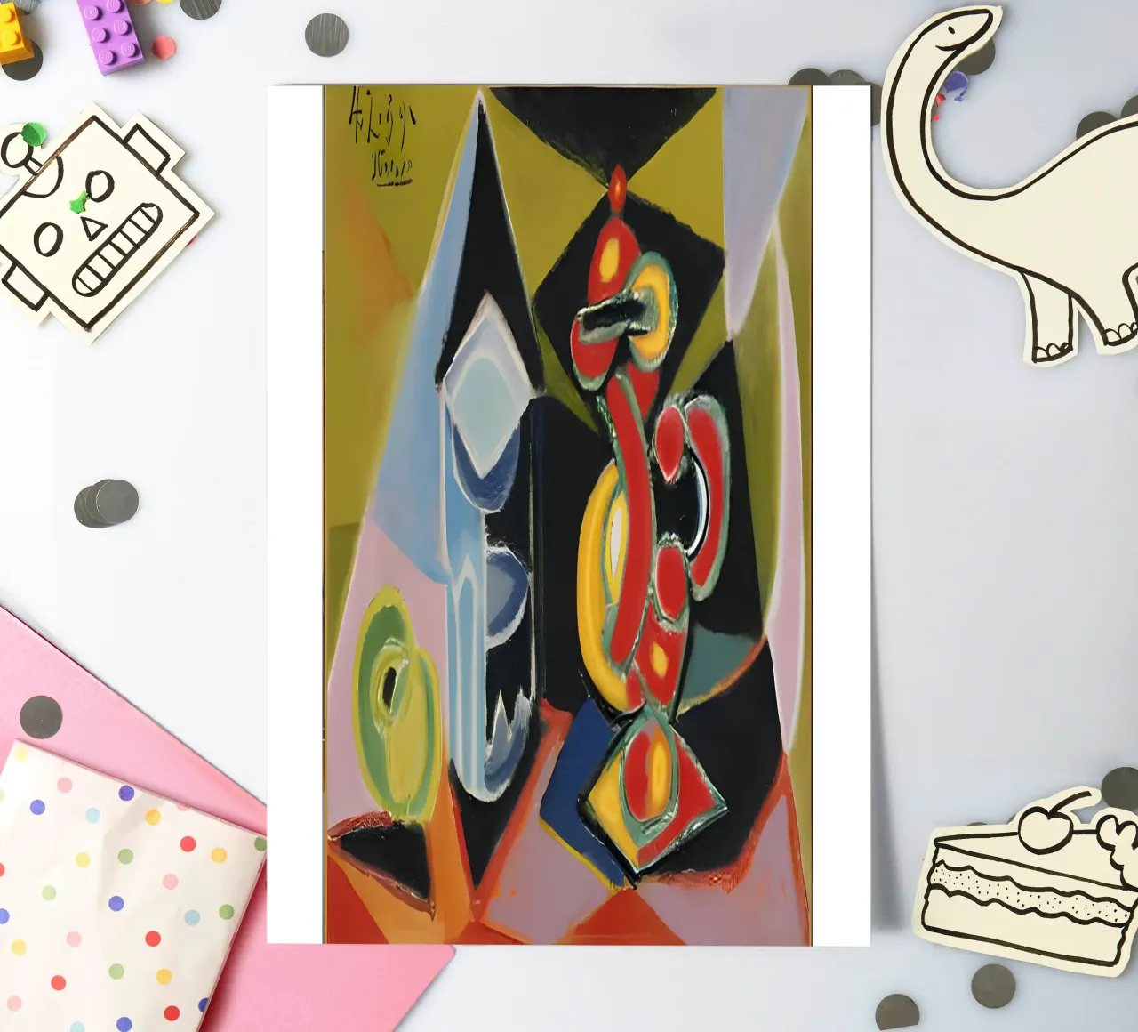 Abstract Still Life Colorful Geometric Forms Cubist sticker sheet by homdeco
