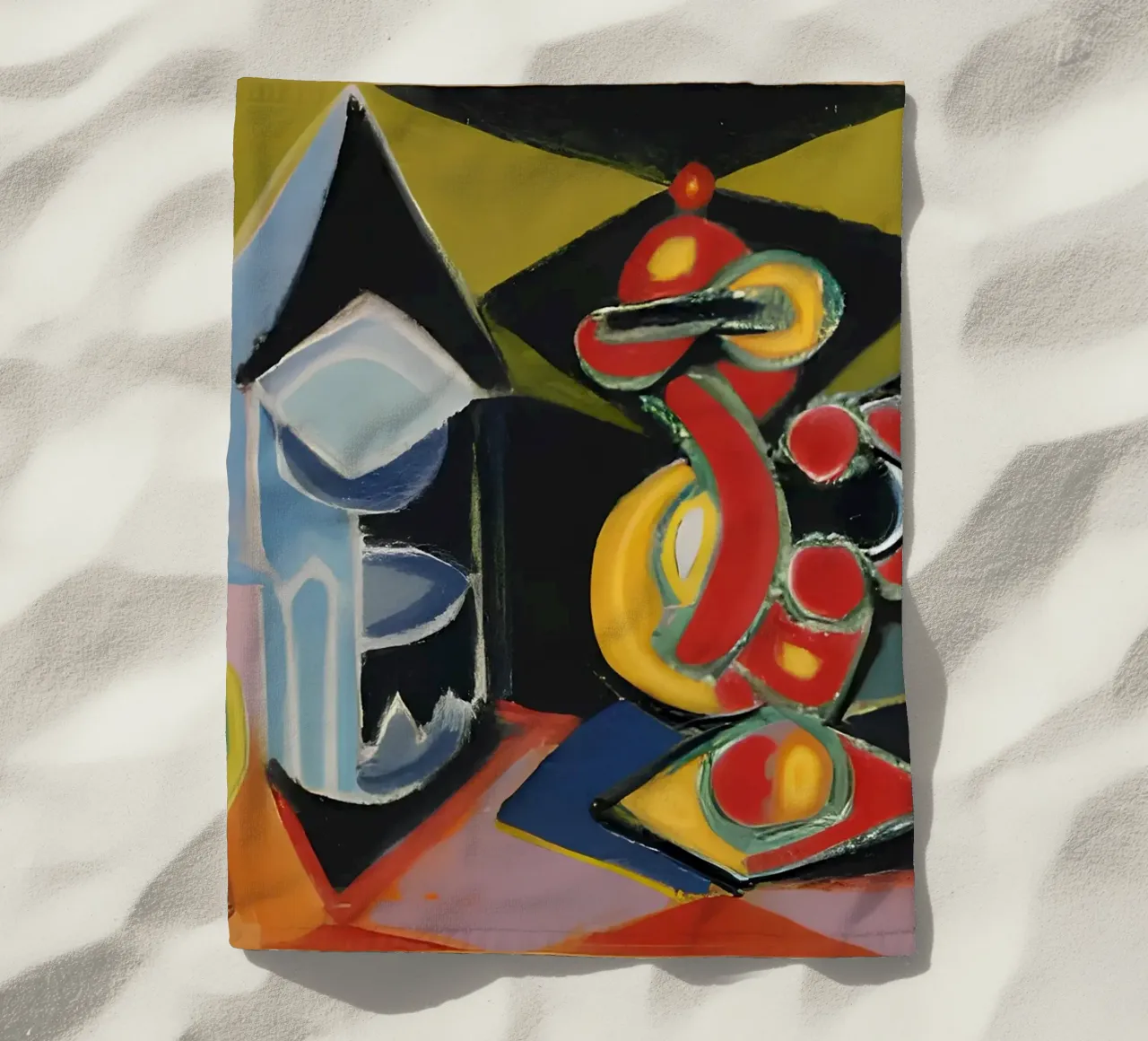 Natura morta astratta Forme geometriche colorate Cubista telo mare da homdeco