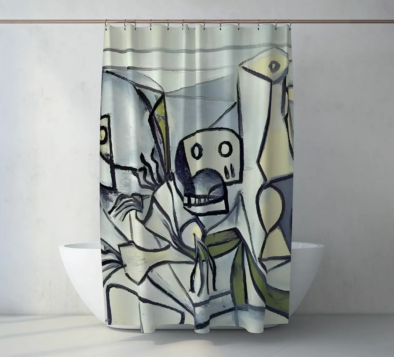 Picasso Teschio e brocca Cubismo analitico tenda da doccia da homdeco