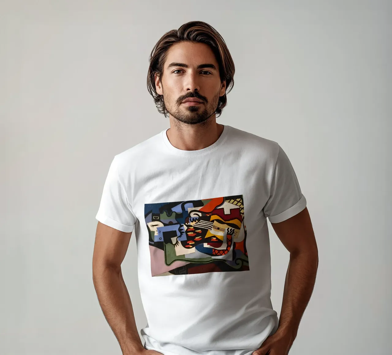 Composizione astratta cubista Facce di chitarra vibranti t-shirt da homdeco