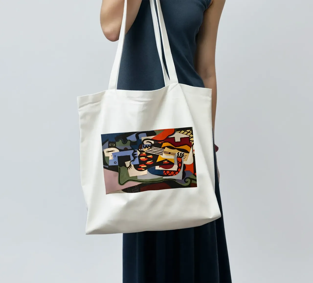 Composizione astratta cubista Facce di chitarra vibranti borsa in juta da homdeco