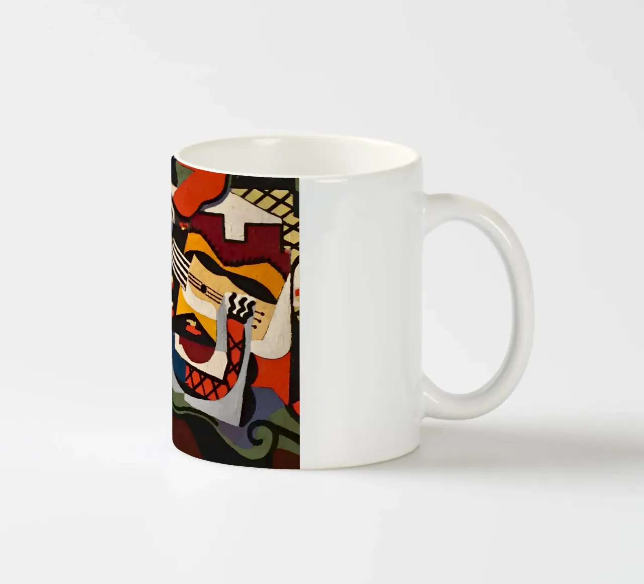 Kubistische Abstracte Compositie Gitaargezichten Levendig keramische mok van homdeco