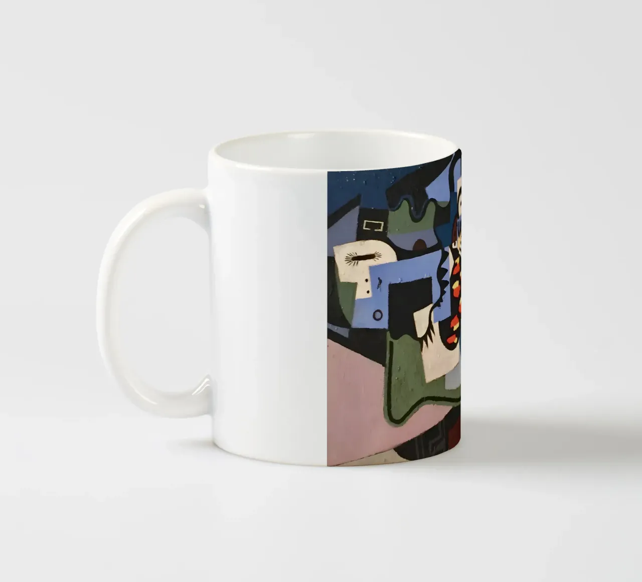 Kubistische Abstracte Compositie Gitaargezichten Levendig keramische mok van homdeco