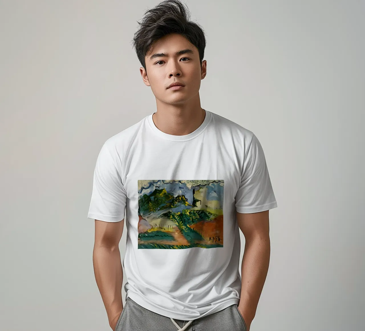 Paysage abstrait Expressive Earth Tones 1958 t-shirt de homdeco