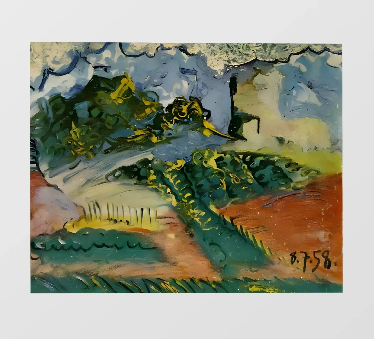 Abstract landschap Expressieve aardetinten 1958 pvc-zeil van homdeco