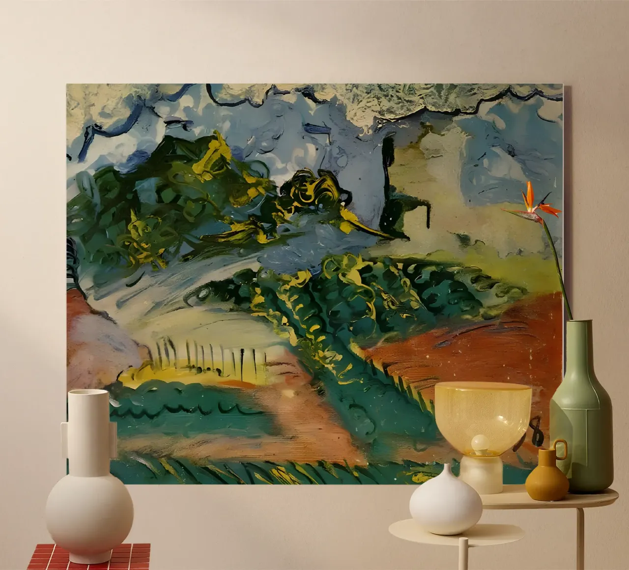 Abstract Landscape Expressive Earth Tones 1958 acrylic glass by homdeco
