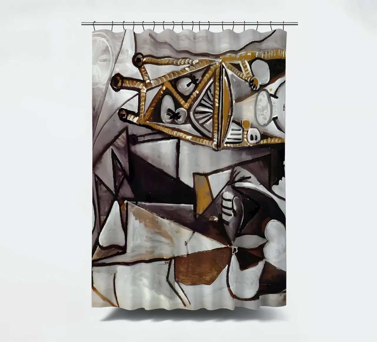 Cubist Abstract Still Life Monochrome Forms shower curtain by homdeco