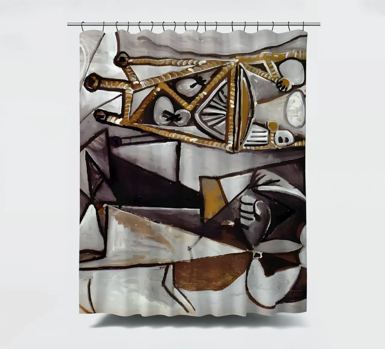 Cubist Abstract Still Life Monochrome Forms shower curtain by homdeco