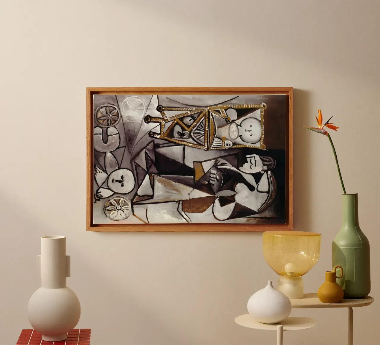 Cubist Abstract Still Life Monochrome Forms canvas by homdeco