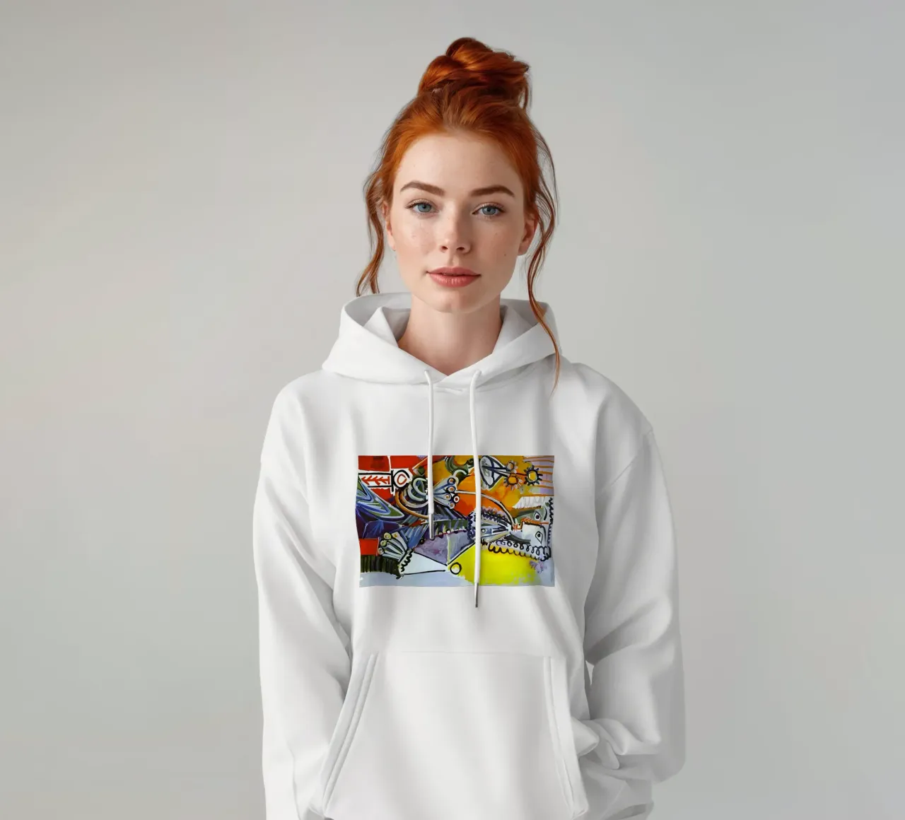 Abstract Dynamic Forms Vibrant Cubist Composition hoodie van homdeco