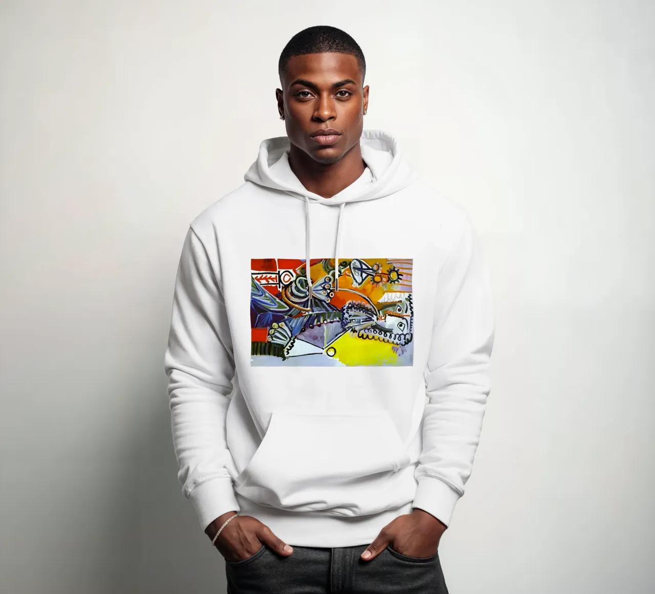 Abstract Dynamic Forms Vibrant Cubist Composition hoodie van homdeco