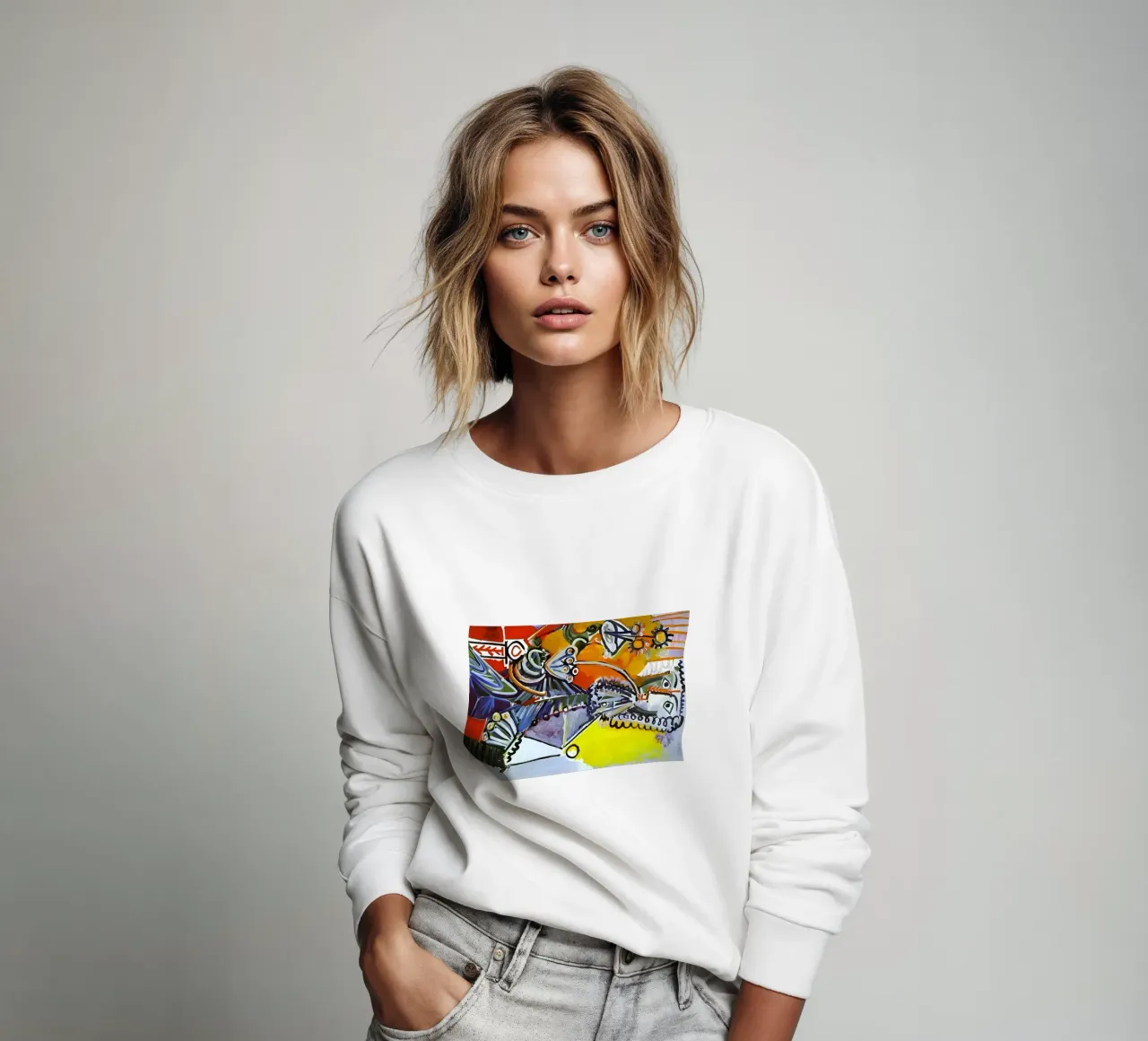 Abstract Dynamic Forms Vibrant Cubist Composition sweat de homdeco