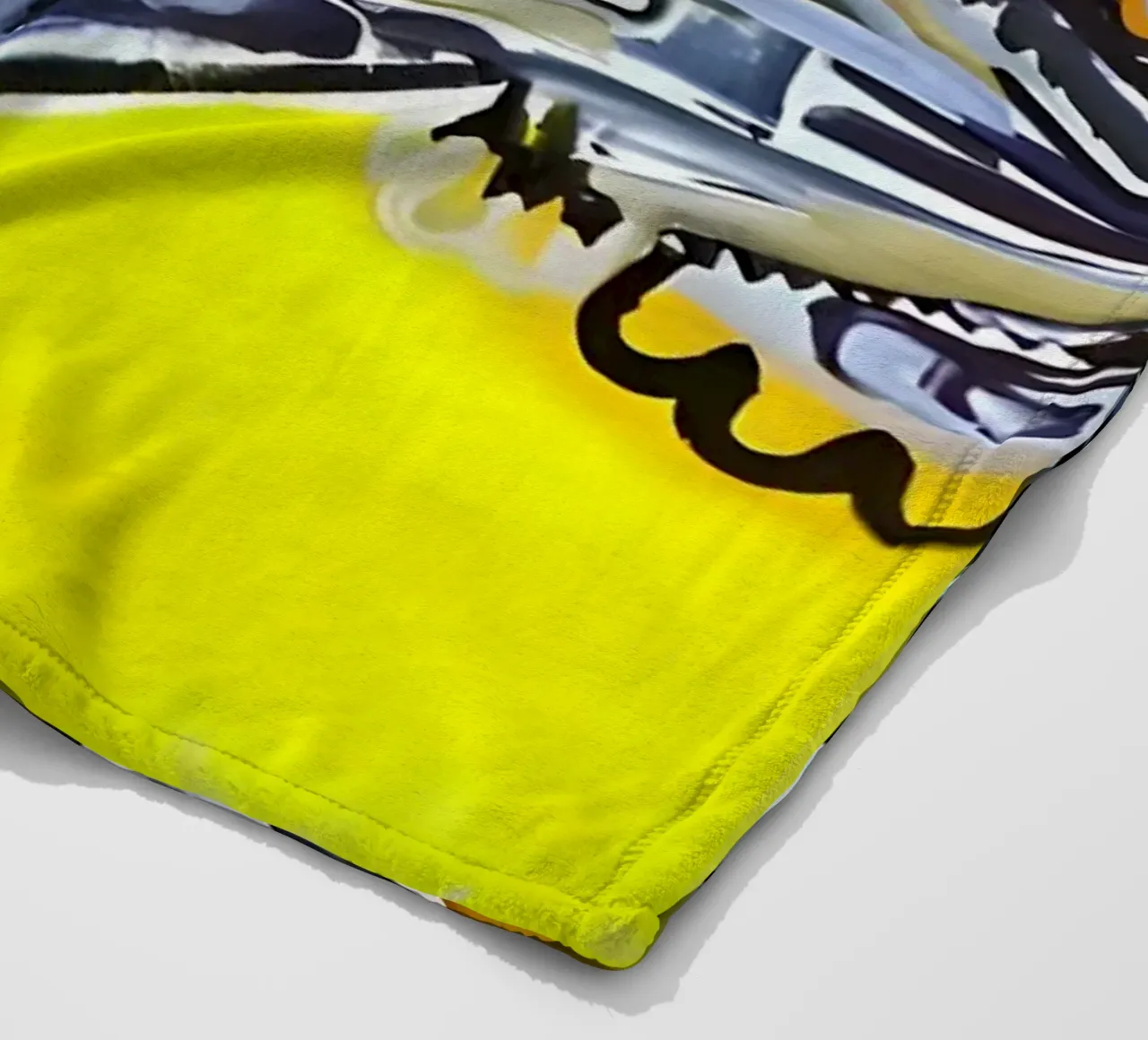 Abstract Dynamic Forms Vibrant Cubist Composition Fleecedecke von homdeco