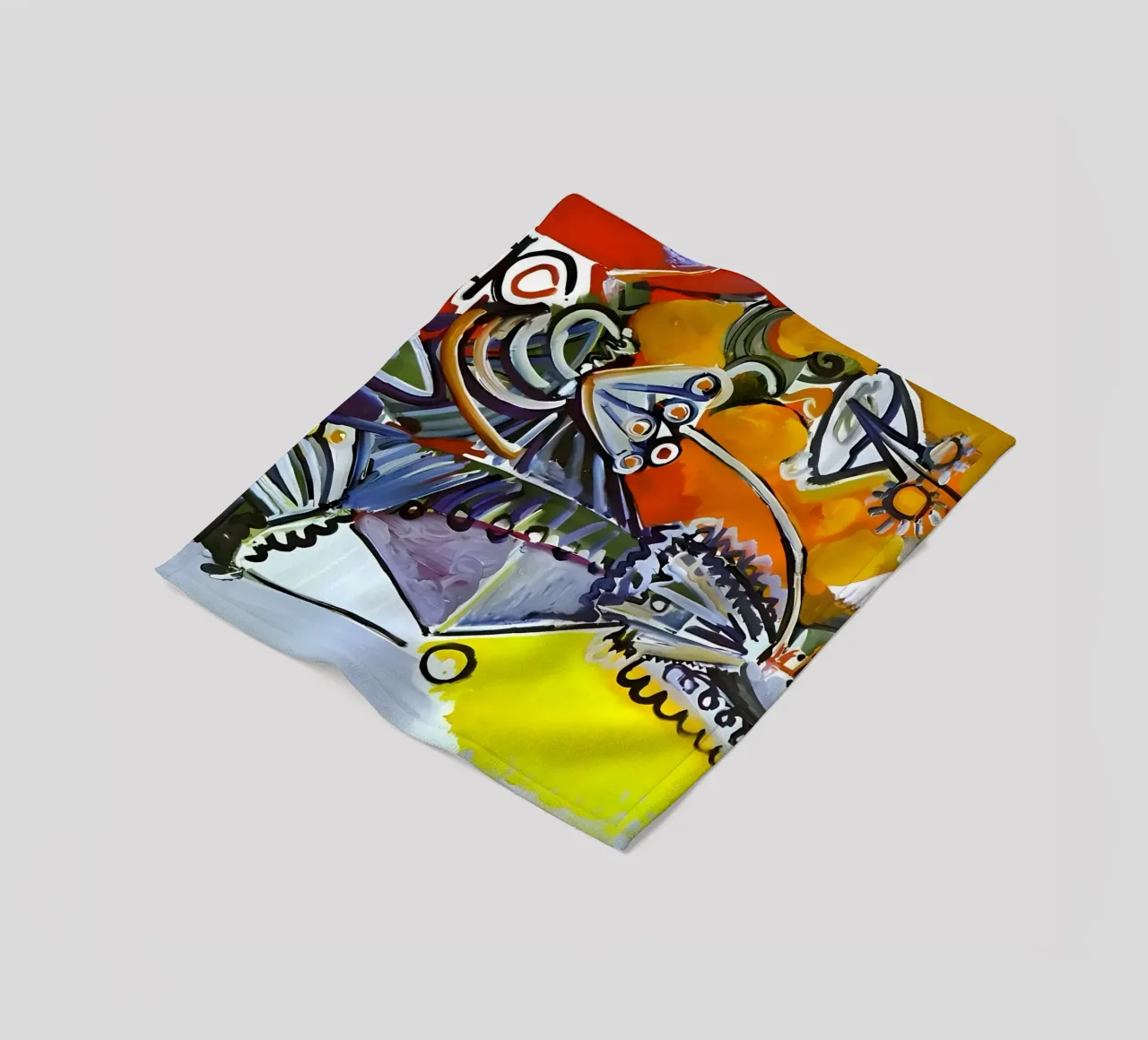 Abstract Dynamic Forms Vibrant Cubist Composition Fleecedecke von homdeco