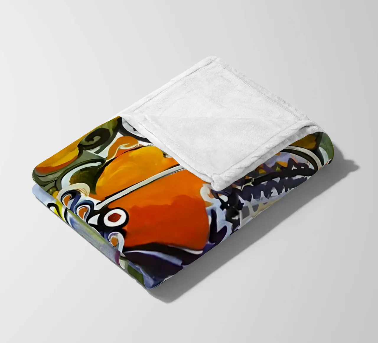 Abstract Dynamic Forms Vibrant Cubist Composition Fleecedecke von homdeco