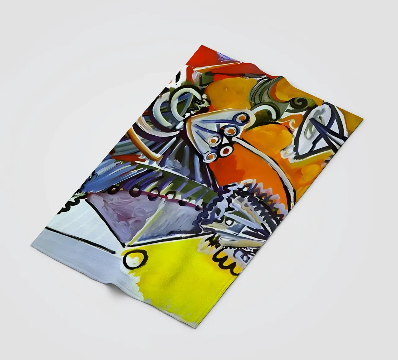 Abstract Dynamic Forms Vibrant Cubist Composition Fleecedecke von homdeco