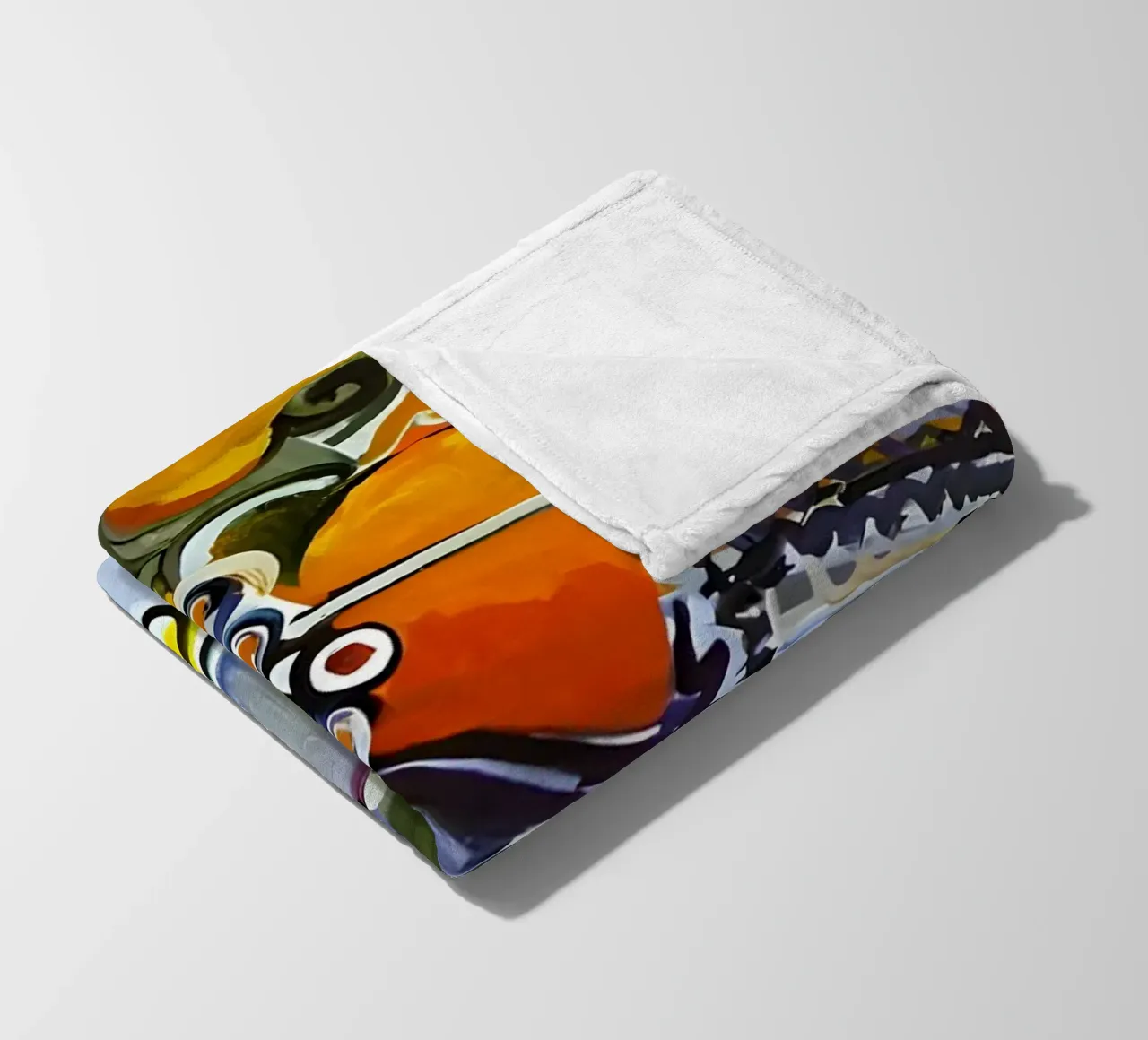 Abstract Dynamic Forms Vibrant Cubist Composition Fleecedecke von homdeco