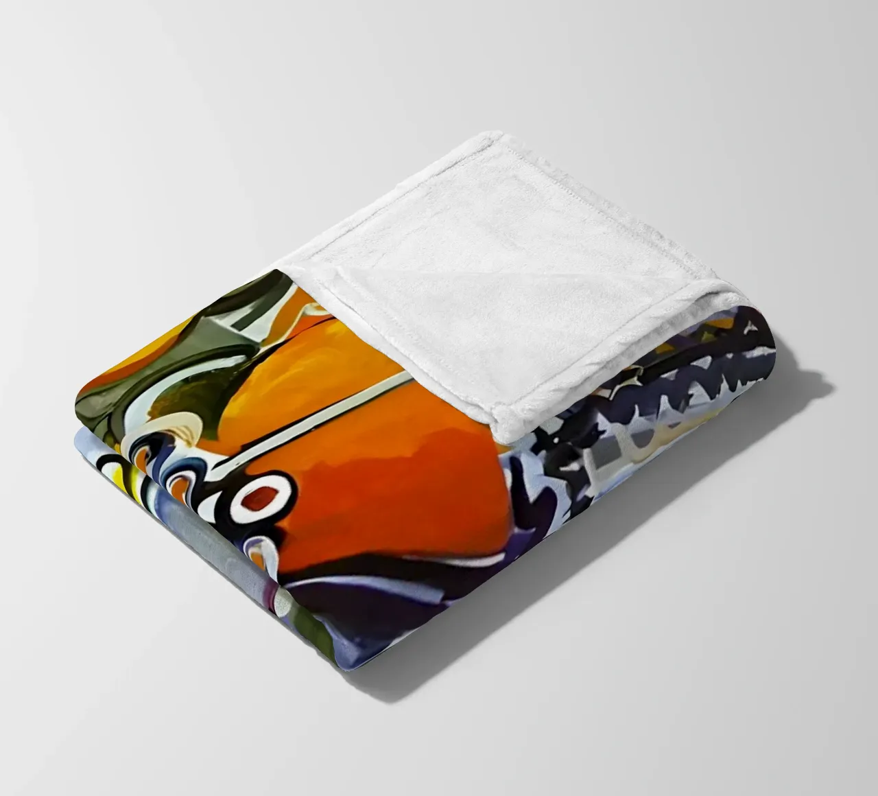 Abstract Dynamic Forms Vibrant Cubist Composition Fleecedecke von homdeco