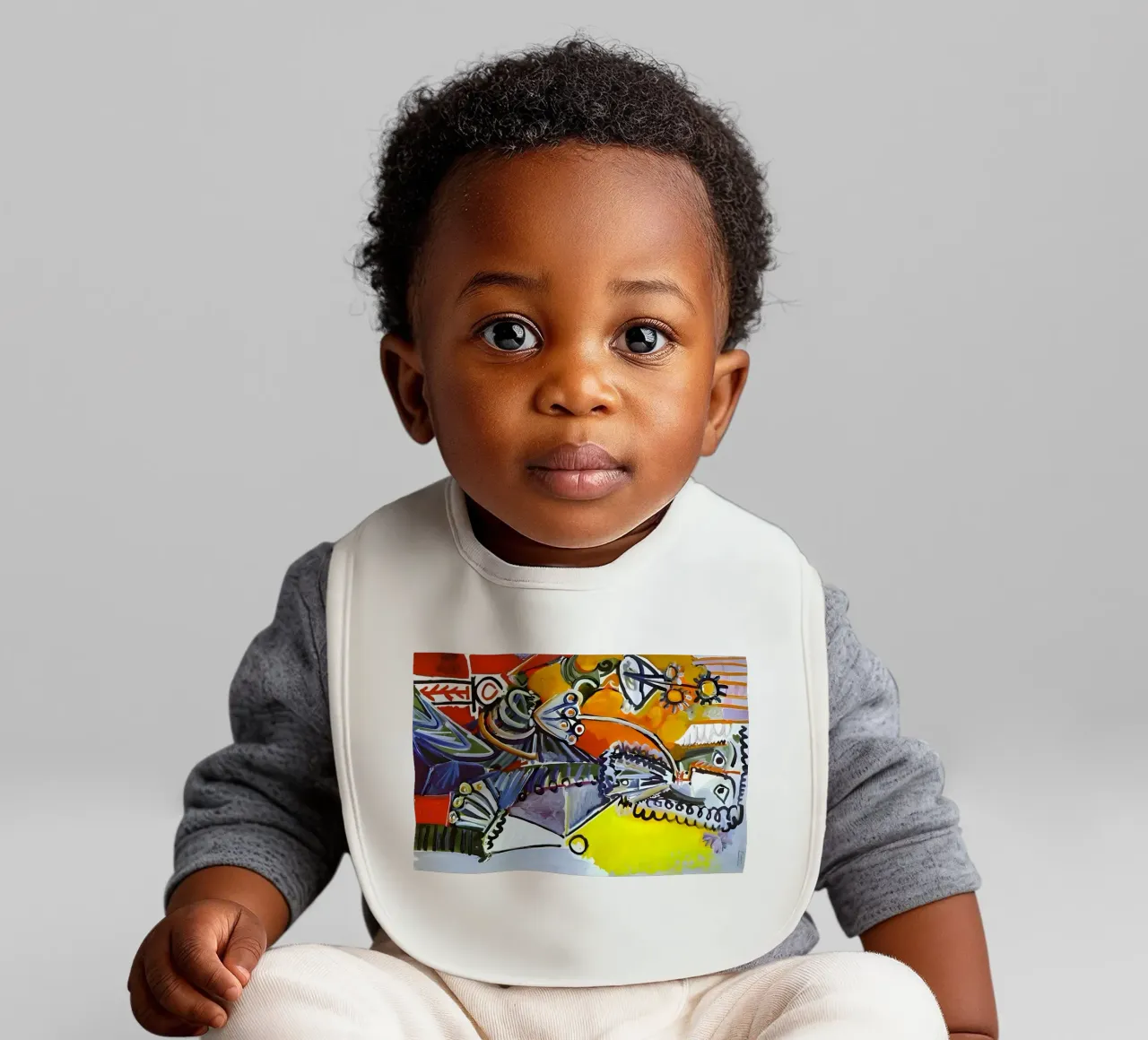 Abstract Dynamic Forms Vibrant Cubist Composition Babylätzchen von homdeco