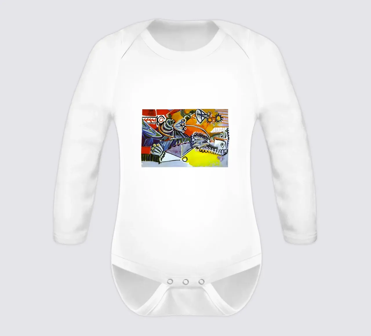 Abstract Dynamic Forms Vibrant Cubist Composition body neonato maniche lunghe da homdeco