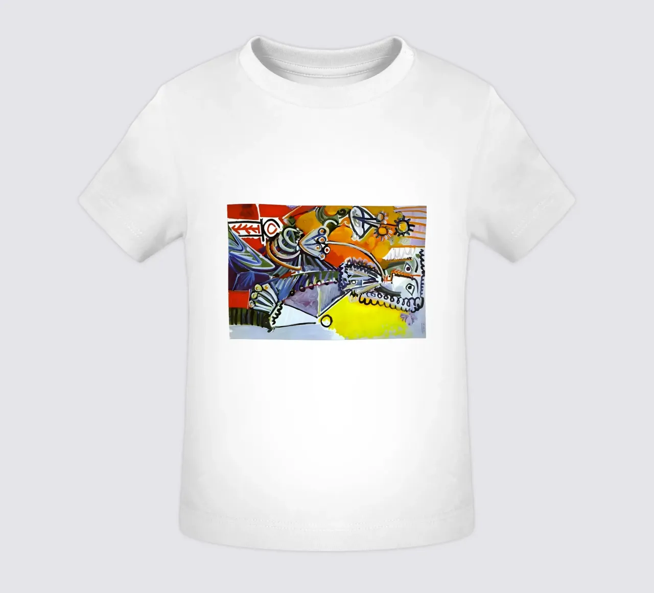 Abstract Dynamic Forms Vibrant Cubist Composition maglietta neonato da homdeco