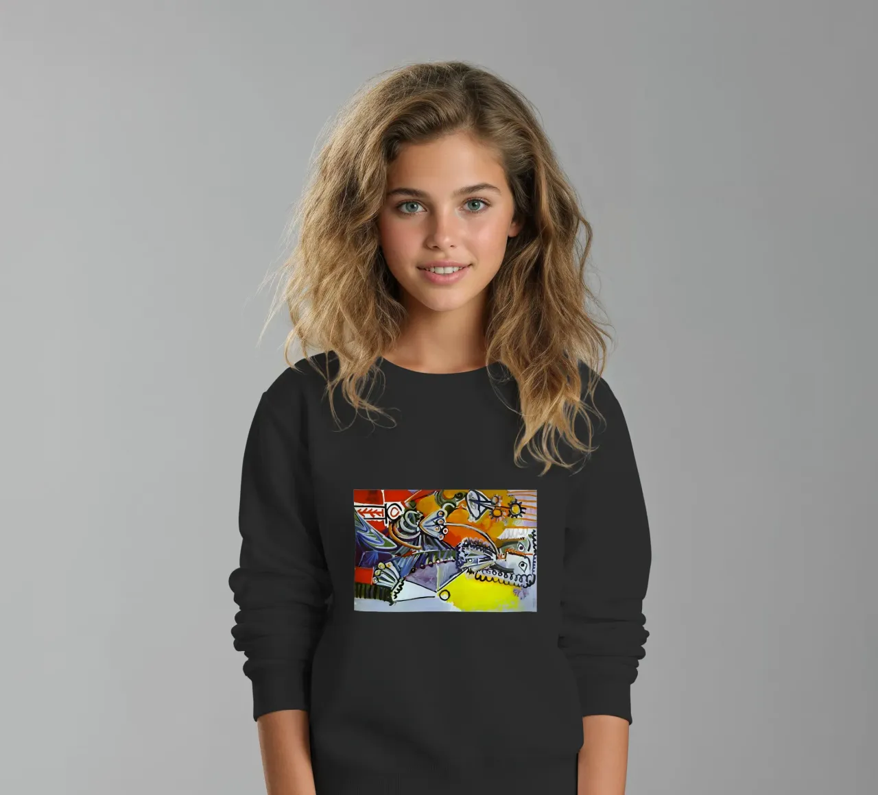 Abstract Dynamic Forms Vibrant Cubist Composition felpa bambino da homdeco