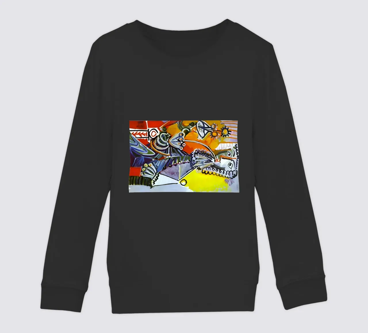 Abstract Dynamic Forms Vibrant Cubist Composition felpa bambino da homdeco